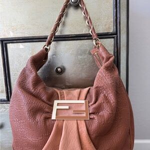 Fendi Brown and Tan Leather Hobo Bag